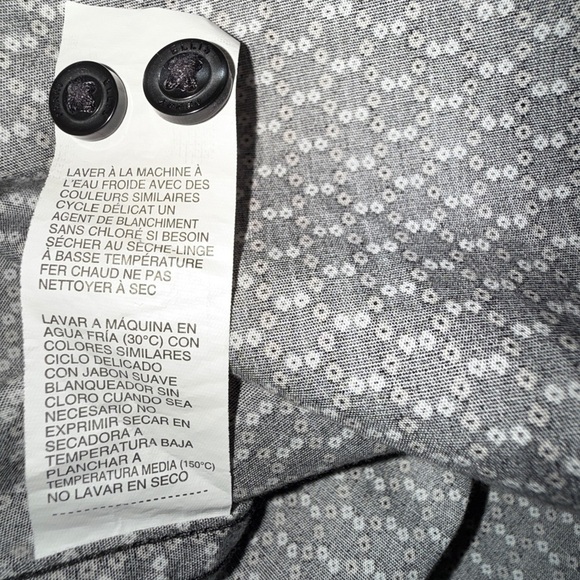 Perry Ellis Slim Fit Long Sleeve Button-Up Shirt Men’s M Black White Micro Print - Picture 10 of 12